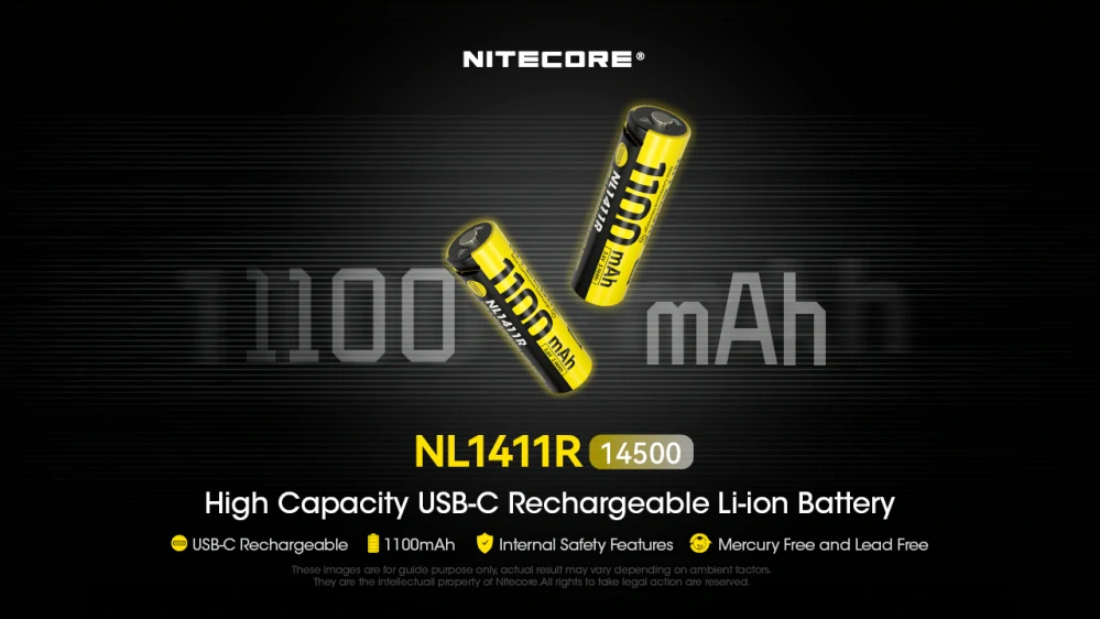 Dobíjecí USB baterie Li-Ion 14500 Nitecore 1100mAh NL1411R