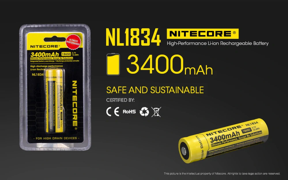 Baterie Li-ion 18650 Nitecore 3.7V 3400mAh (NL1834)