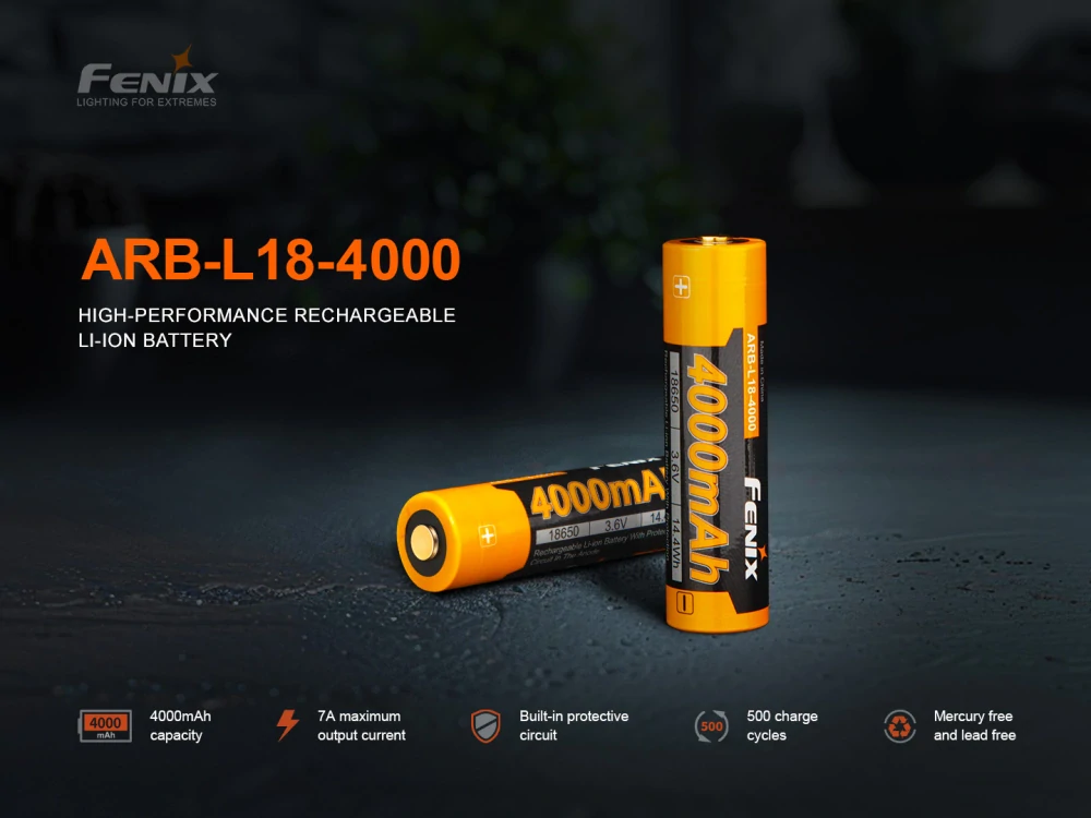 Baterie Li-ion 18650 Fenix 3.6V 4000mAh