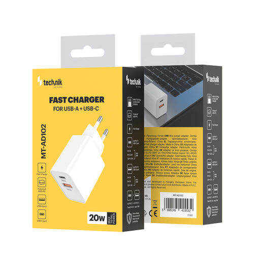 Technik MT-AD102 síťový adaptér USB-C + USB-A 20 W