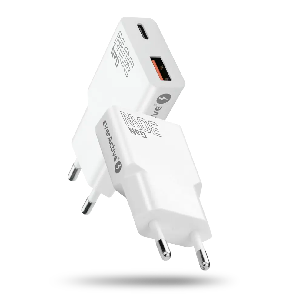 EverActive USB síťový adaptér slim GAN SC-380Q 30 W