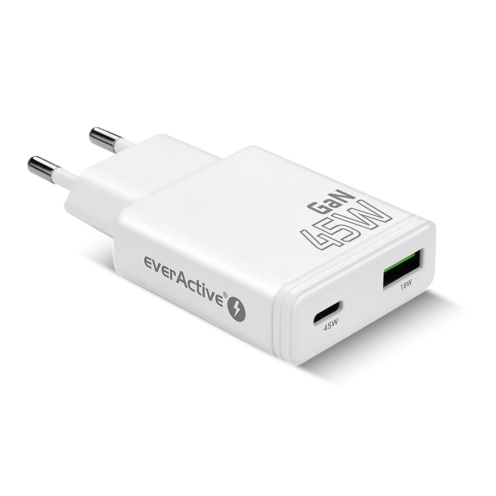 EverActive USB síťový adaptér slim GAN SC-460Q 45 W