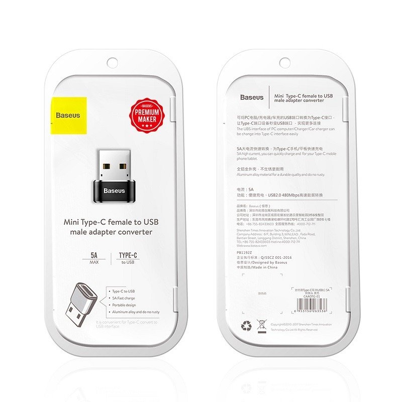 Baseus USB-C to USB-A adapter / 5A / CAAOTG-01