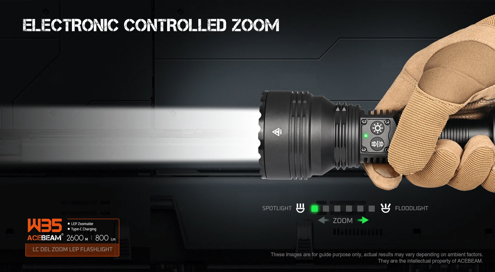 Acebeam W35 LC DEL Zoom LEP svítilna