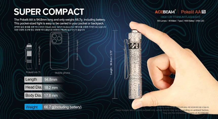 Acebeam Pokelit AA Ti Titanium CRACKED