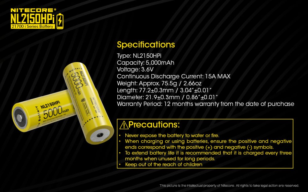 Baterie Li-ion 21700 Nitecore 5000mAh (NL2150HPi)