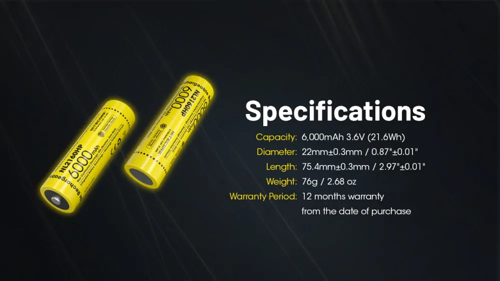 Baterie Li-ion 21700 Nitecore 6000mAh (NL2160HP)