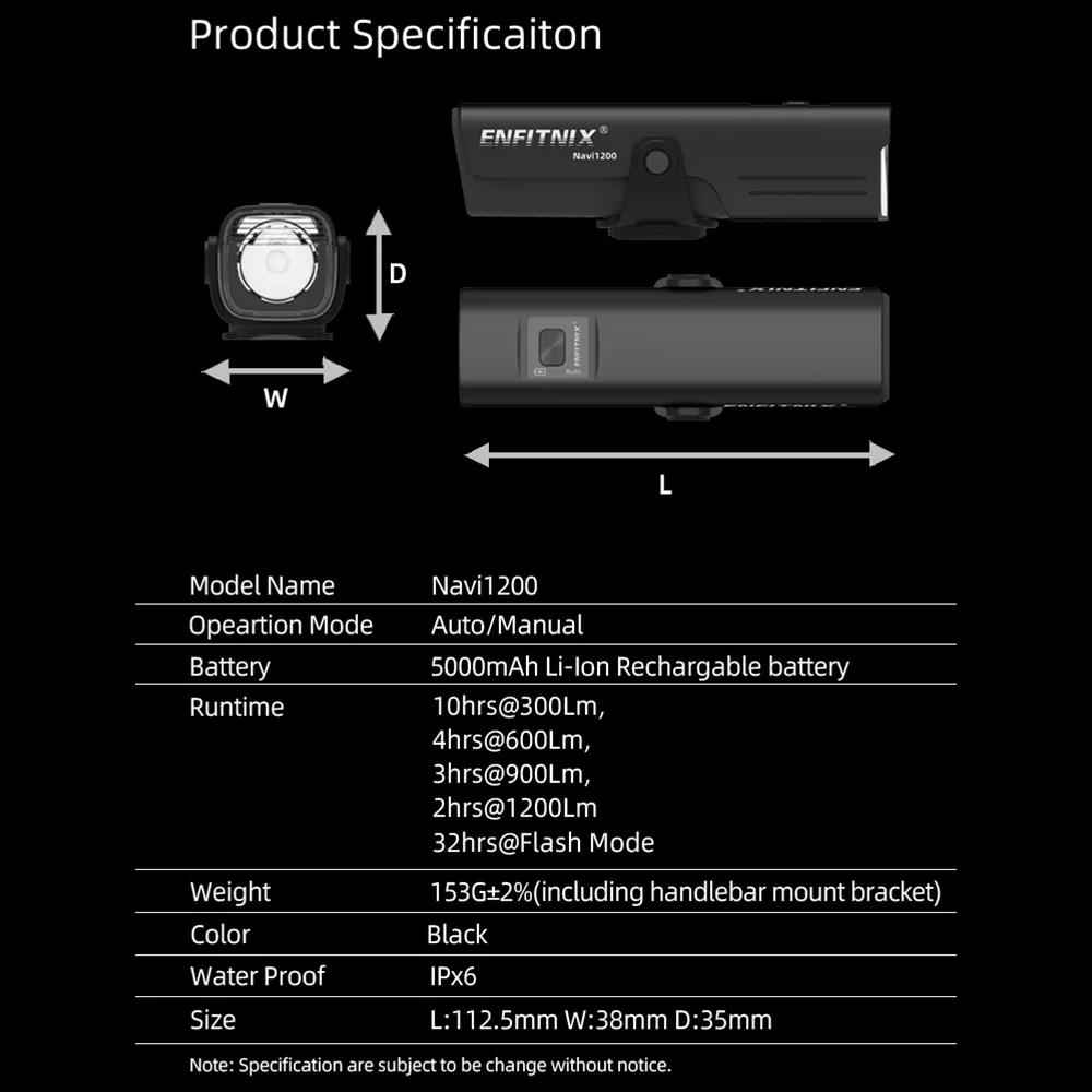 Enfitnix Navi1200 přední černá