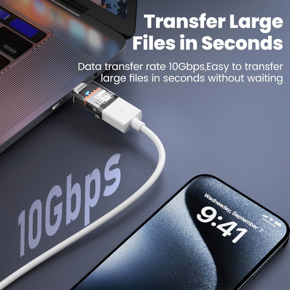 Adaptér USB-C na USB-A OTG 10Gbps PD 120W