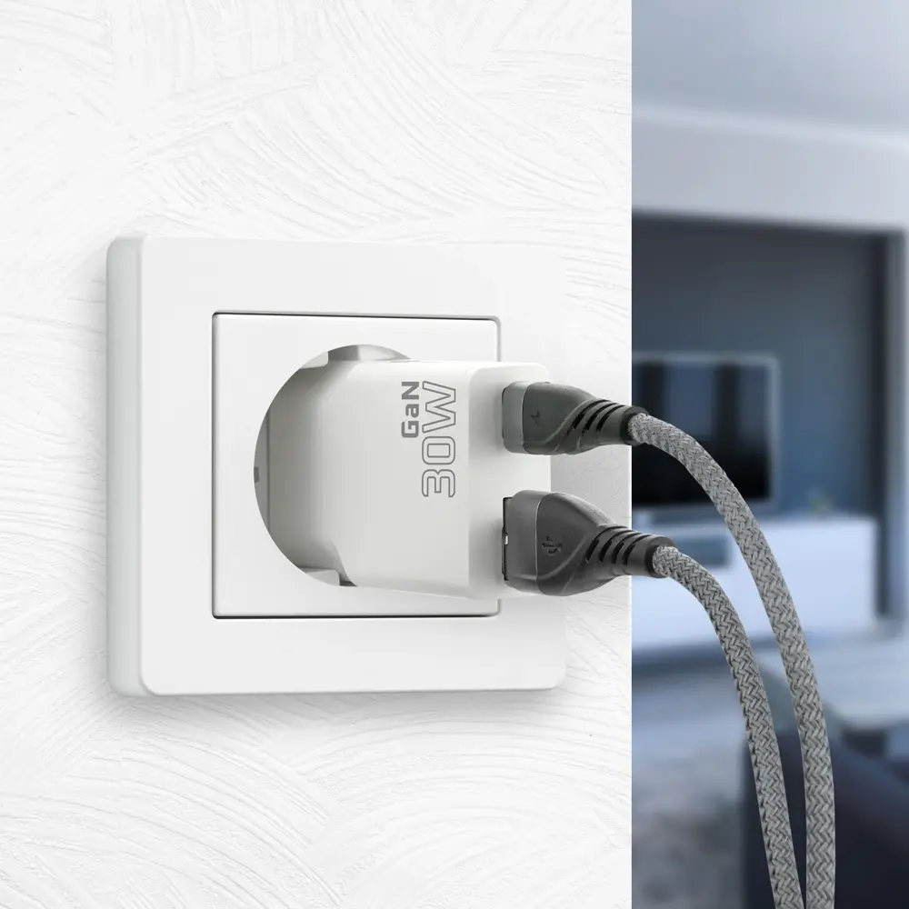 EverActive USB síťový adaptér slim GAN SC-380Q 30 W