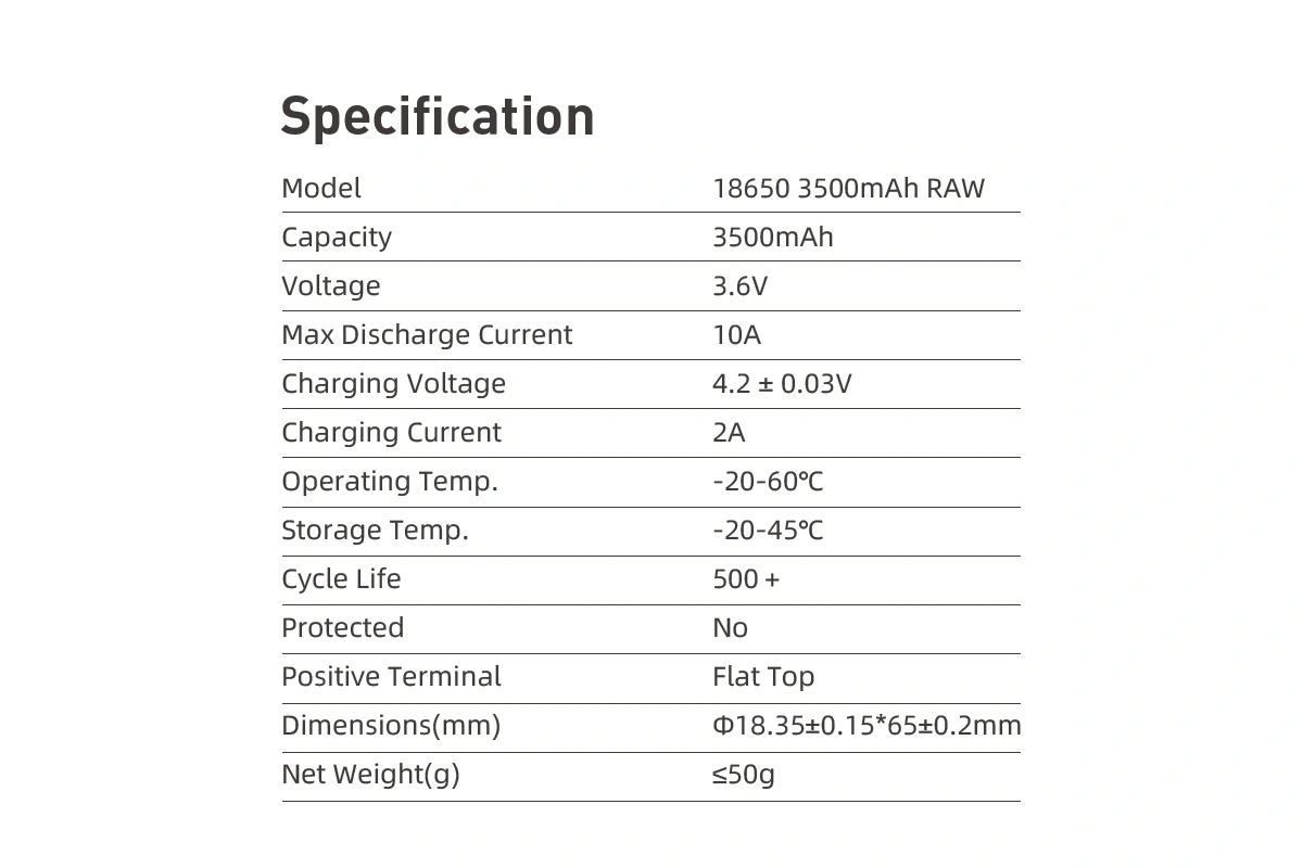 Baterie Li-ion 18650 Xtar 3.6V 3500mAh 10A RAW