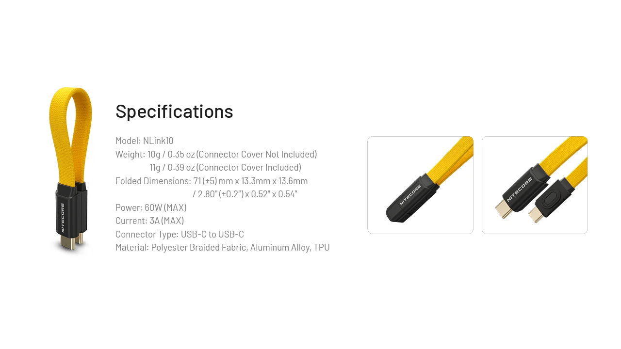 Nitecore NLink10 kabel USB-C 7cm