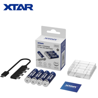 Xtar AA 1.5V 4100mWh 2450mAh USB-C Li-Ion baterie 4 kusy