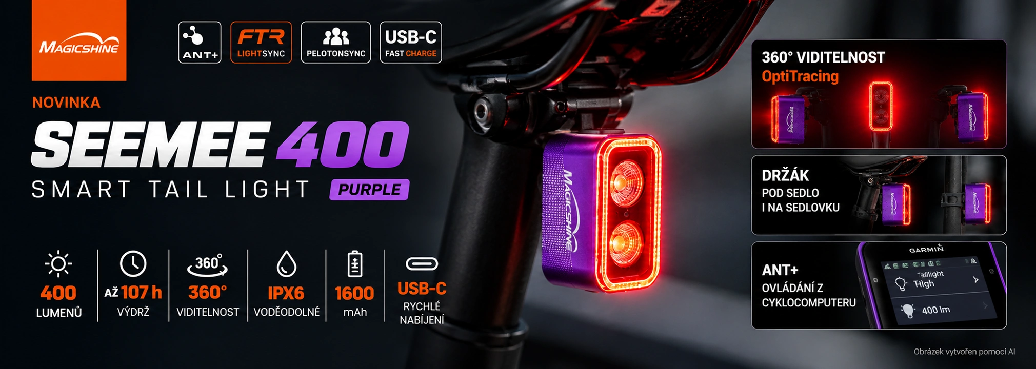 Magicshine SEEMEE 400 Purple - novinka ve fialové barvě. Prohlédnout produkt.